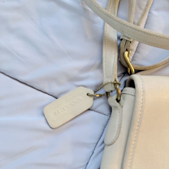 Coach Bag Vintage Companion Flap Purse Bone White Leather Crossbody Shoulder Bag - Picture 3 of 9